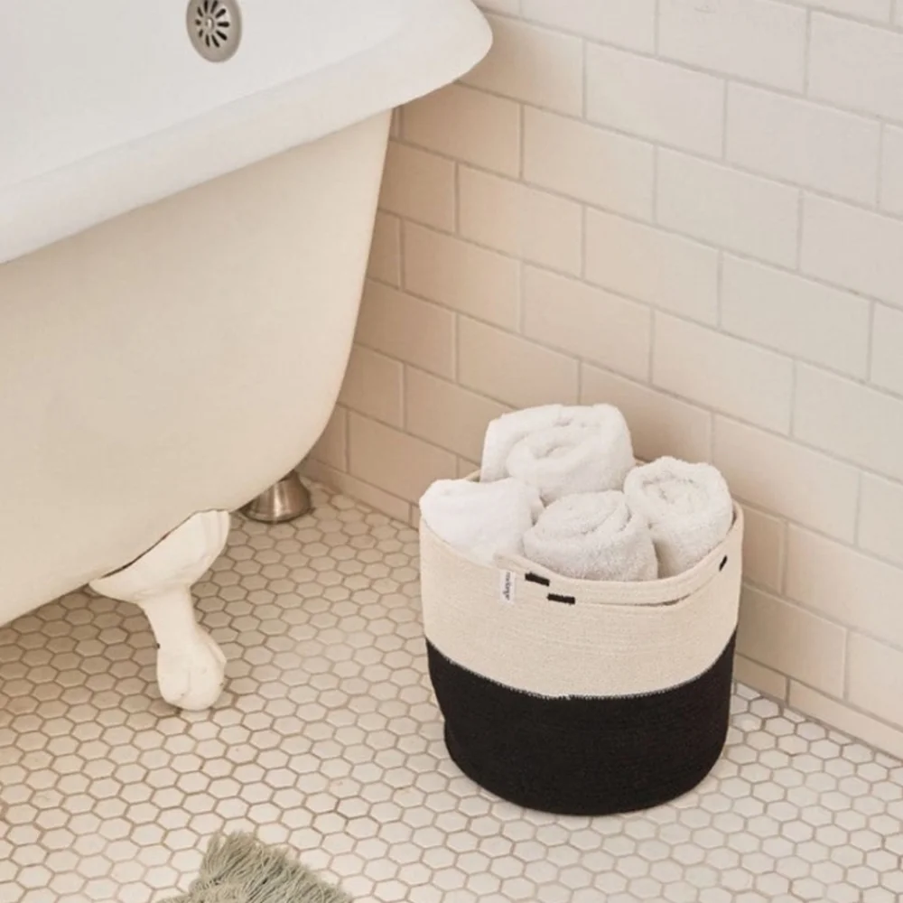 MIA MELANGE Foldable Cotton Handcrafted Basket Storage Plant Pot Holder NWT